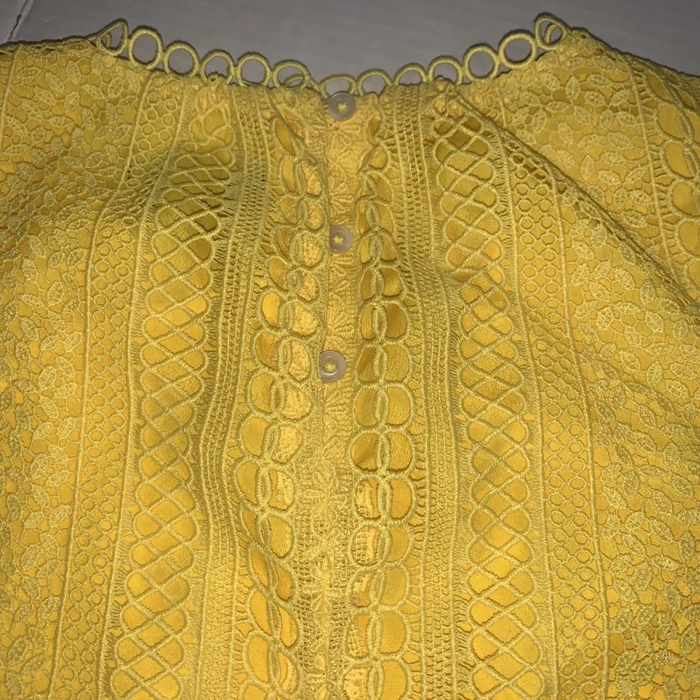 J‎ CREW Womens Size 00 Sleeveless Lined Lace Yellow Lace Crochet Tank Top Blouse - Picture 4 of 10